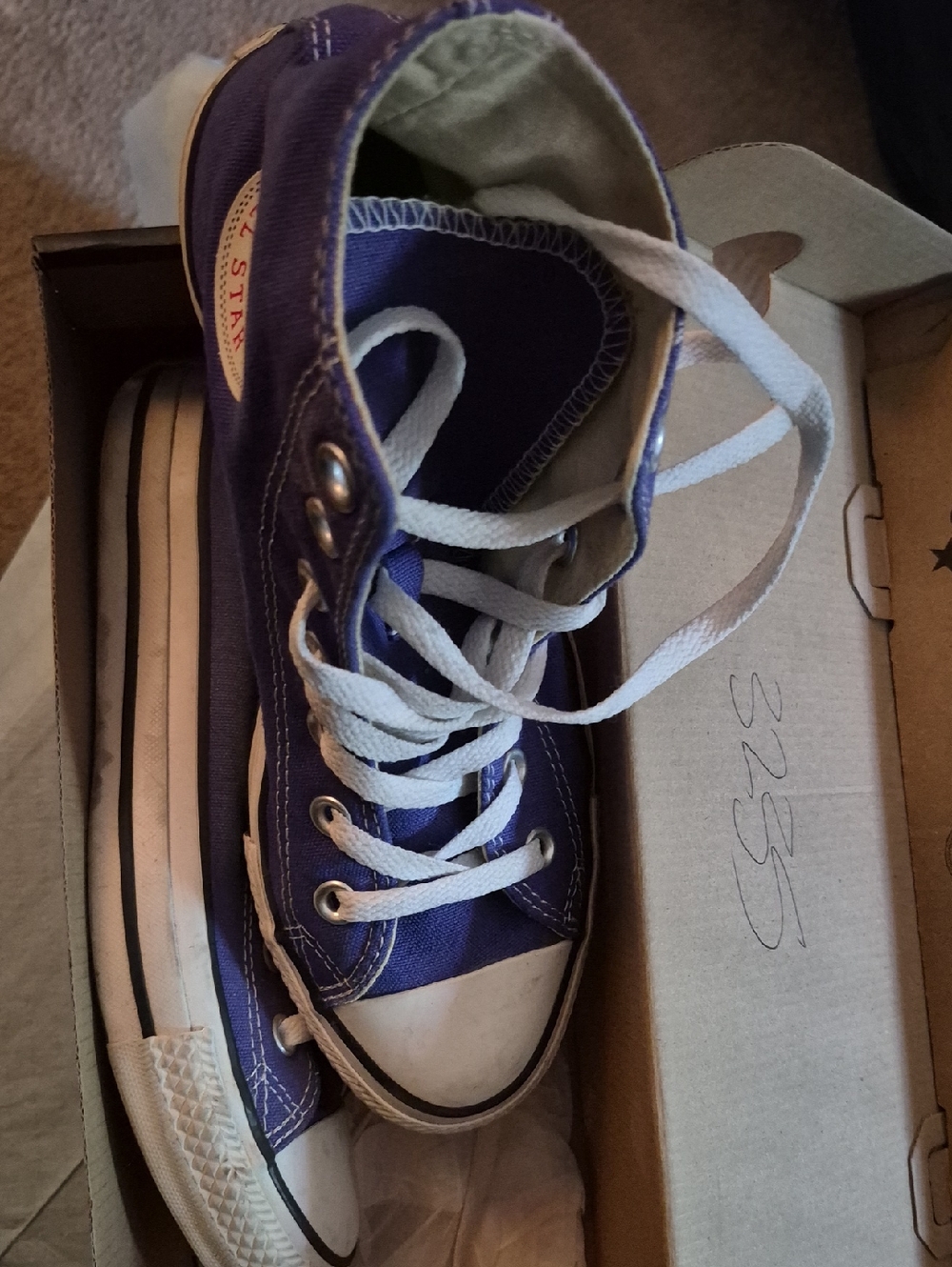 Converse Purple High Top Kids Sneakers with White Laces